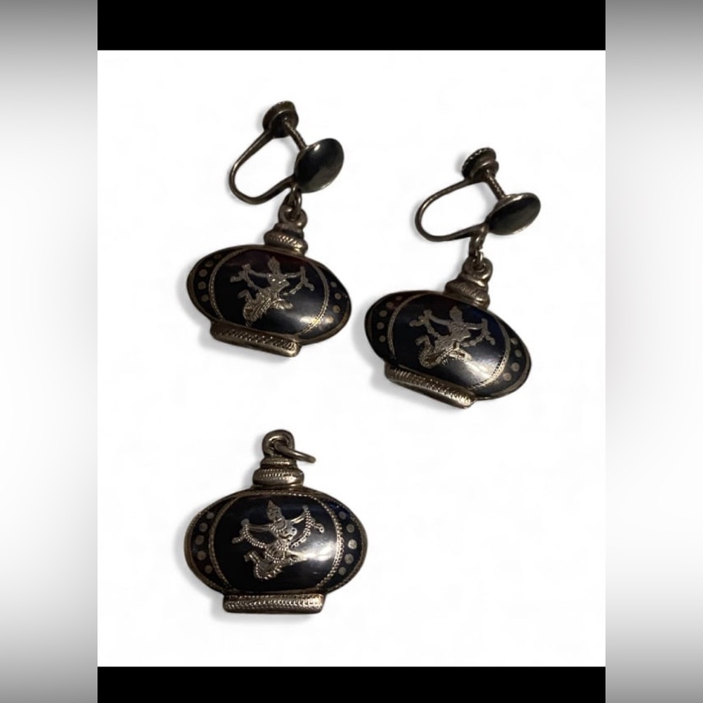 Vintage Siam Sterling Silver Jewelry Set #7265